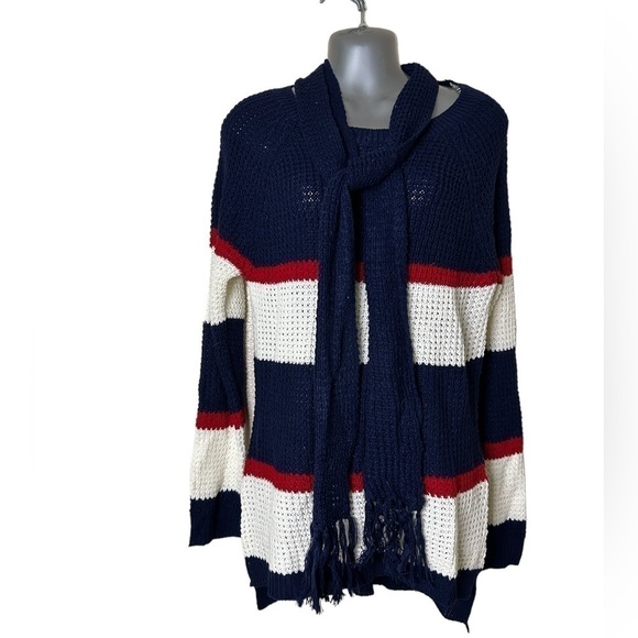 𝅺NO Boundaries Womens Junior Knit Sweater With Scarf • NWOT • Size: XL (15-17)​ - Picture 1 of 6